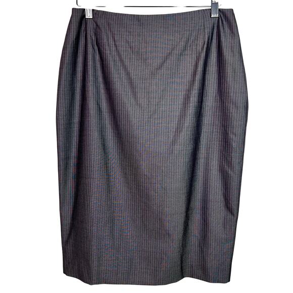 Escada Dresses & Skirts - Escada Womens 14 EU 44 Wool Silk Blend Gray Pink‎ Pinstripe Pencil Skirt